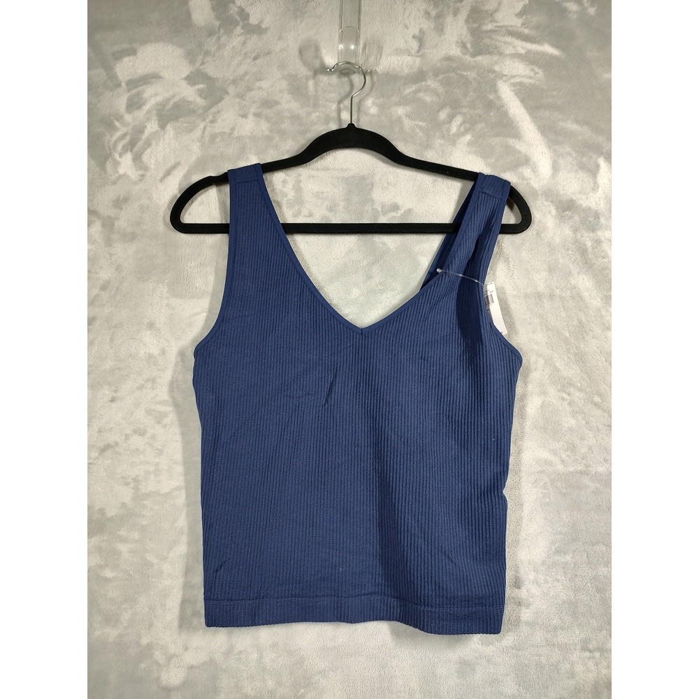 Old Navy Womens XXL Ribbed V-Neck Tank Top Navy Blue Modal Blend Stretch 1166